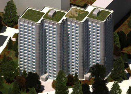 Reflective Ceramic Facades and Modular Configuration in Sustainable Urban Housing