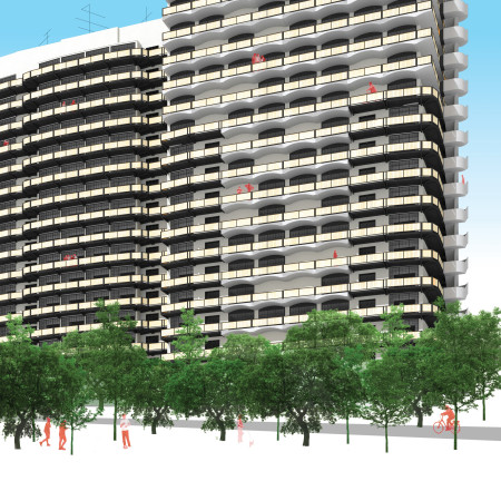 Curvilinear Structures Embracing Recycled Concrete and Steel for Sustainable Urban Housing