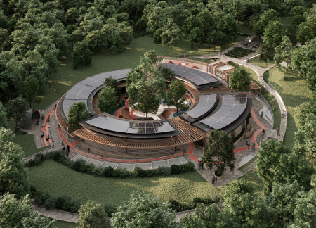 Sensory Garden Enclosed by Circular Design Utilizing Bamboo and Natural Light for Educational Spaces