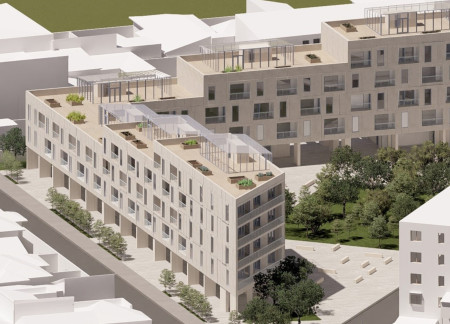 Translucent Facades and Communal Spaces Enhanced by Durable Concrete and Timber in an Urban Residential Development