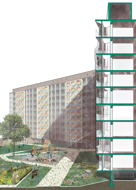 Geometric Patterns with Sustainable Wood Panels Defining Community Spaces in Urban Design