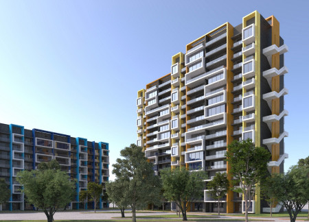 Sustainable Concrete Panels Featuring Vibrant Facades for Community Living