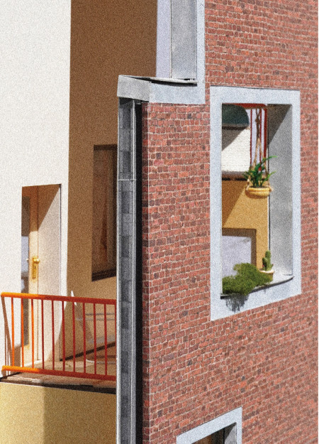 Reclaimed Brick Facade with Biophilic Design for Urban Multigenerational Living