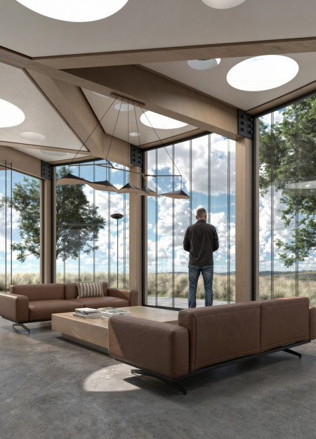 Charred Wooden Shingles and Stone Integration in Community-Centric Design