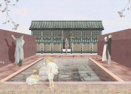 Terracotta Tones and Bamboo Structures Enhancing Community Dining Experience