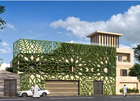 Rammed Earth Walls Combined with Traditional Mashrabiya Screens in a Sustainable Residential Design