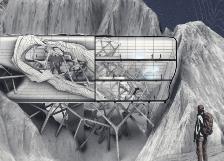 Curvilinear Structure Featuring Transparent Fa&ccedil;ade and Sustainable Rammed Earth Design