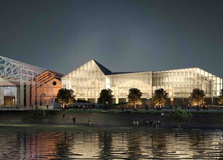 Charred Wood Accents and Glass Facades Enhance Community Hub Along Amsterdam Waterfront