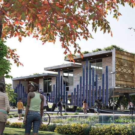 Textured Facades and Natural Lighting in Sustainable Community Arts Hub