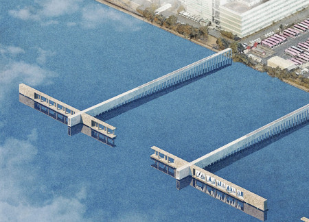 Meditation Bridge Crafted with Cross-Laminated Timber and Charred Wooden Shingles in Urban Renewal Design