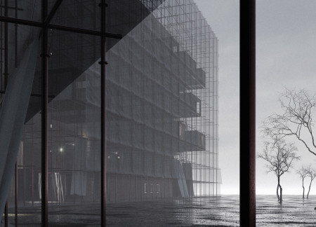 Flexible Living Spaces with Fabric Dividers and Steel Framework for Rapid Housing Solutions