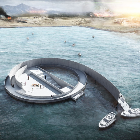 Circular Memorial Hall Utilizing Reinforced Concrete and Glass for Community Remembrance