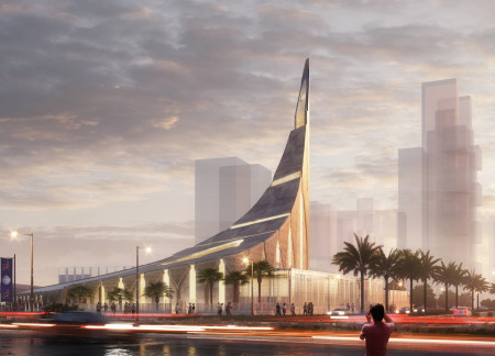 Sunkendome Structure Integrating Naturalstone and Glass for a Multifunctional Community Space