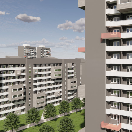 Charred Wooden Shingles and Greenery Transforming Urban Housing in Kharkiv