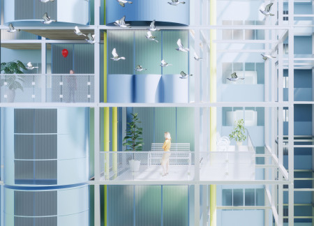 Translucent Polycarbonate Facades with Modular Steel Grid Housing for Community Resilience