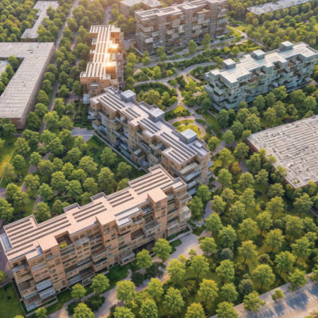 Charred Wooden Shingles and Concrete Facades in a Sustainable Urban Housing Solution