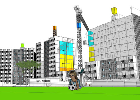 Rain Screen Facade with Composite Concrete Panels Supporting Community Revitalization in Urban Kharkiv