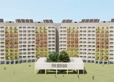 Translucent Balconies and Community Gardens Utilizing Steel and Polycarbonate for Urban Resilience