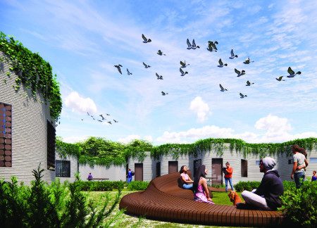 Charred Wooden Shingles and Cross-Laminated Timber Panels in Sustainable Community Living