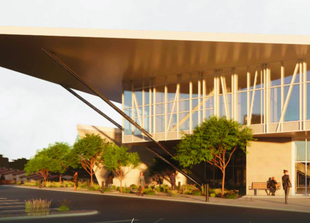 Charred Wood Cladding and Glazed Facades in a Collaborative Union Hall Design