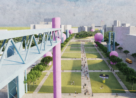 Recycled Concrete Integration and Green Roofs in a Multifunctional Public Space