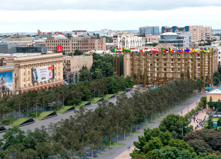 Natural Wood and Stone Integration in a Community-Centric Public Space