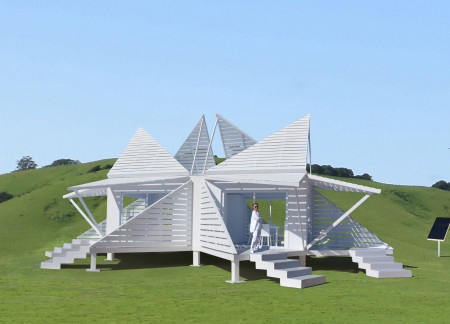 Hinged Panels and Natural Ventilation in a Portable Wood Structure