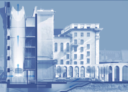 Natural Stone and Concrete Structures Enhanced by Transparent Facades for Community Engagement