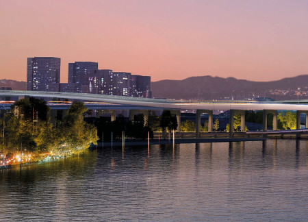 Arching over the Han River with Glass and Steel, Emphasizing Community Connection and Ecological Design