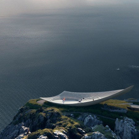 Fluid Form Enhanced by Natural Light and Concrete Harmony in a Coastal Performance Space