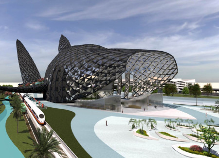 Natural Light Filtered Through Glass Facades and Sustainable Green Roofs in a Multi-Modal Transport Hub