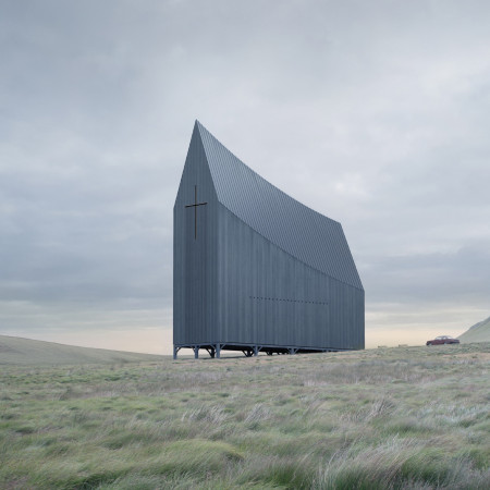 Charred Wooden Shingles and Angular Roofs Define a Community Space for Reflection and Gathering