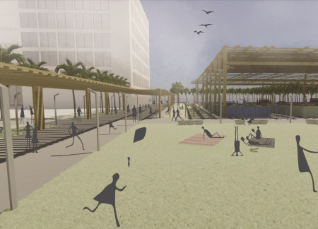 Charred Wooden Shingles and Permeable Surfaces Defining a Mixed-Use Waterfront Development