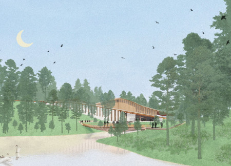 Dynamic Timber Strips Create Fluid Performance Spaces in a Nature-Inspired Venue