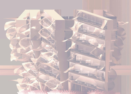 Sculpted Forms of Composite Materials in Vertical Community Living