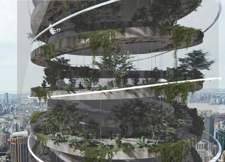 Curvilinear Design Enhanced by Vertical Gardens and Sustainable Materials