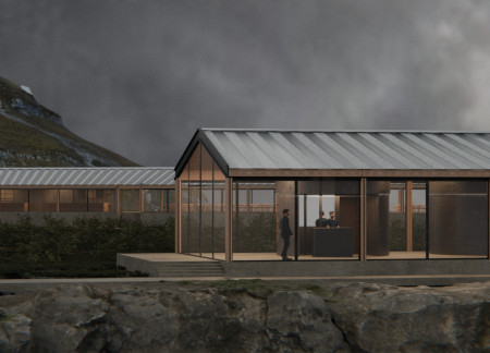 Weathered Steel and Expansive Glass Integrate with Natural Landscapes in a Coastal Dining Experience