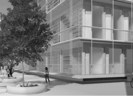 Vertical Louvers and Glass Facades in a Community Shelter Designed for Women