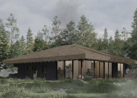 Reed Roofing and Natural Pool Within a Traditional Timber Retreat