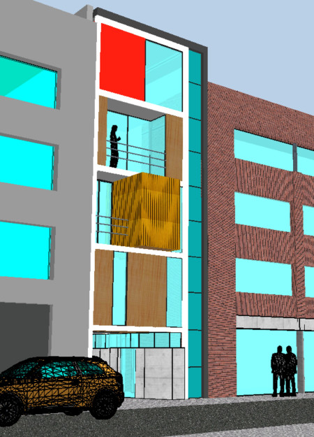 Vertical Living with Expansive Glass Facades and Warm Wooden Accents in a Compact Urban Home