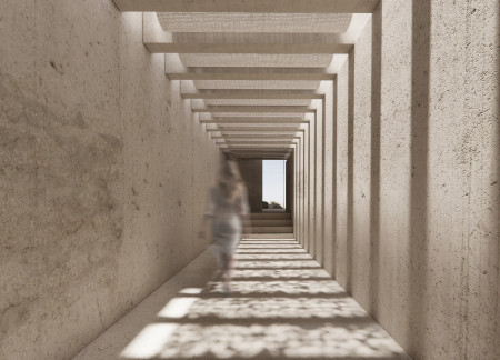 Cast Concrete and Transparent Glass Form a Multi-Faith Sanctuary Emphasizing Community Interaction