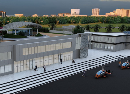 Electrochromic Glass and Terracotta Facade Enveloping a Sustainable Training Hub for Aviation