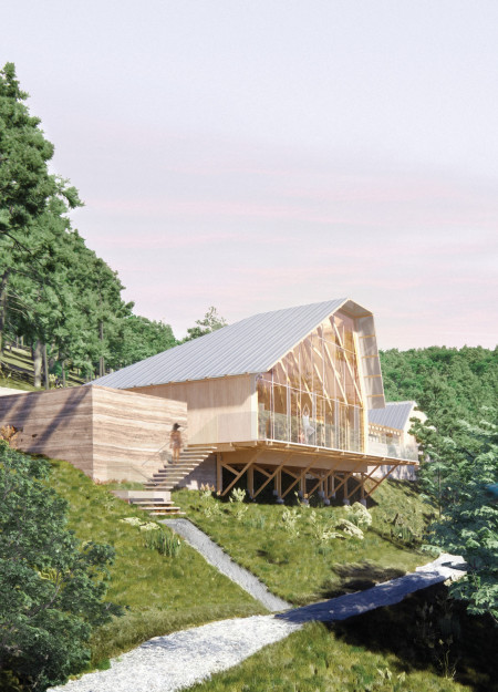 Rammed Earth Structures with Laminated Timber Integration for a Wellness Retreat