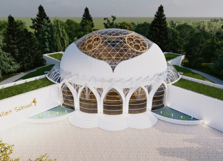 Fluid Spaces Created with Cross-Laminated Timber and Tinted Skylights in a Multifunctional Ballet School