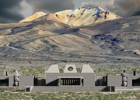 Reflective Facades and Reclaimed Wood Define Community Spaces Amidst Salt Flats