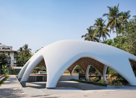 Bamboo Lattice and Natural Lighting in a Versatile Community Gathering Space