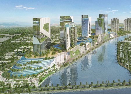 Vertical Gardens and Water Features in a Sustainable Mixed-Use Development