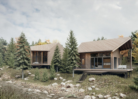 Charred Wooden Shingles and Natural Stone Create Harmonious Mountain Retreat