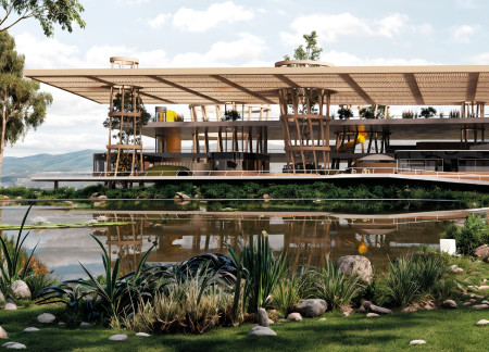 Guadua Framework with Biophilic Elements Supporting Agroecological Learning Spaces