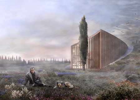 Cypress Wood Structure Embracing Light Through Spiraled Void Spaces